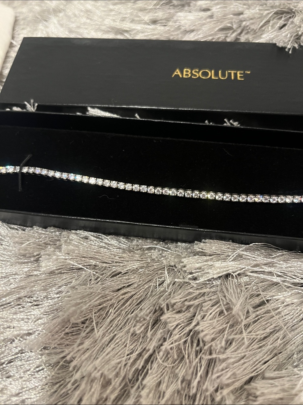 Absolute Silver-Tone Crystal Tennis Bracelet - Clear